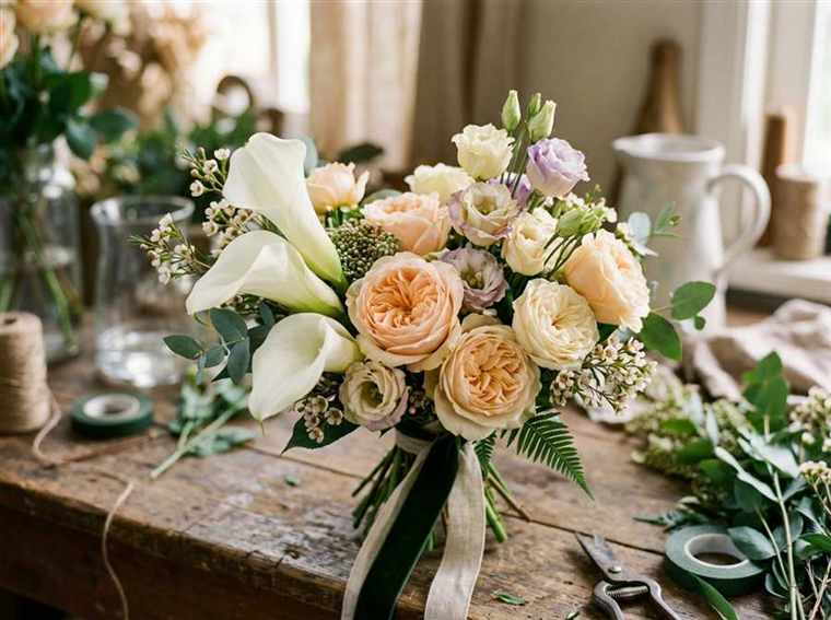 Rond bloemstuk met rouwbloemen voor uitvaart of condoleance