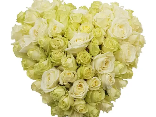 Rouwhart (witte rozen)